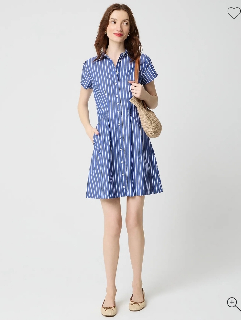 J. Crew Factory Struped Poplin Pleated Shirt Dress